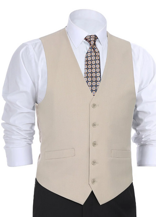 Raphael Mens Solid Tan Classic Fit Vest - The Suit Depot