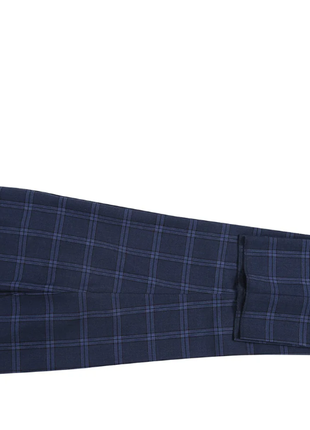 Raphael Windowpane Navy Blue Slim Fit Notch Lapels Two Button Stretch Suit