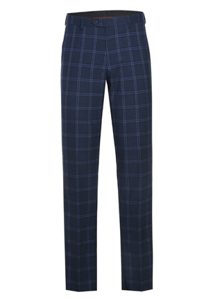 Raphael Windowpane Navy Blue Slim Fit Notch Lapels Two Button Stretch Suit