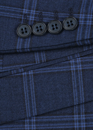 Raphael Windowpane Navy Blue Slim Fit Notch Lapels Two Button Stretch Suit