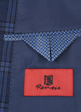 Raphael Windowpane Navy Blue Slim Fit Notch Lapels Two Button Stretch Suit