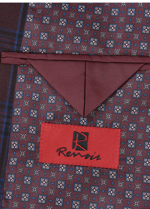 Raphael Men’s Burgundy and Blue Plaid Slim Fit Notch Lapel Blazer
