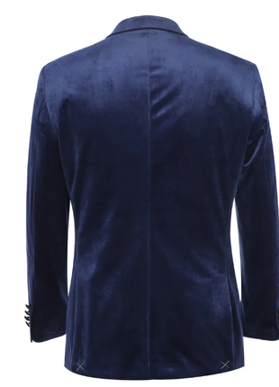 Raphael Navy Velvet Slim Fit Stretch Peak Lapel Tuxedo Blazer