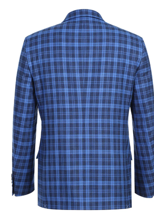 Raphael Blue Plaid Slim Fit Two Button Notch Lapel Blazer