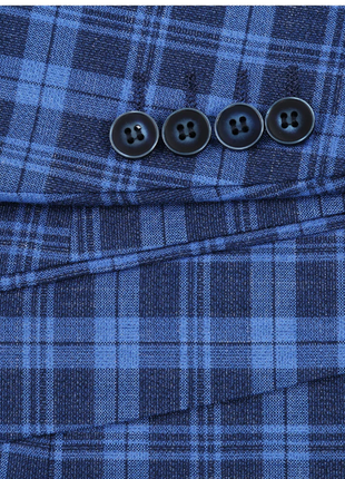 Raphael Blue Plaid Slim Fit Two Button Notch Lapel Blazer