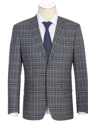 Raphael Gray Plaid Classic Fit Notch Lapel Stretch 2-Button Suit