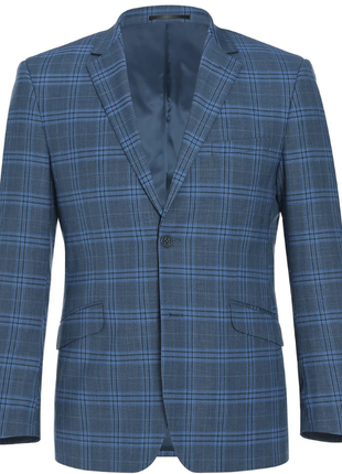 Raphael Blue Windowpane Slim Fit Notch Lapel Stretch Two Button Suit