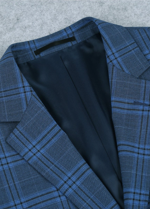 Raphael Blue Windowpane Slim Fit Notch Lapel Stretch Two Button Suit