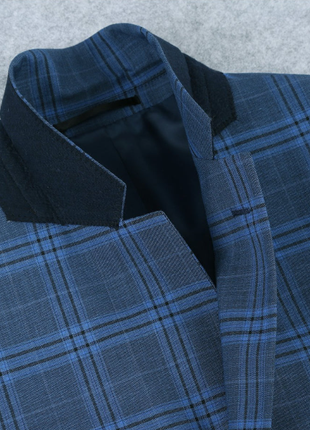 Raphael Blue Windowpane Slim Fit Notch Lapel Stretch Two Button Suit