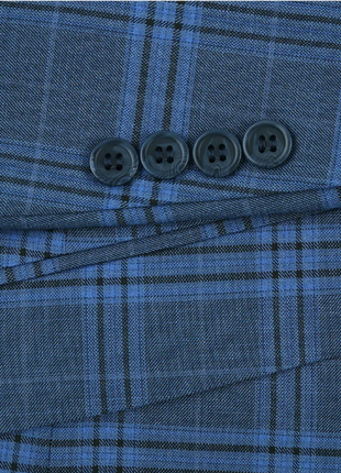 Raphael Blue Windowpane Slim Fit Notch Lapel Stretch Two Button Suit