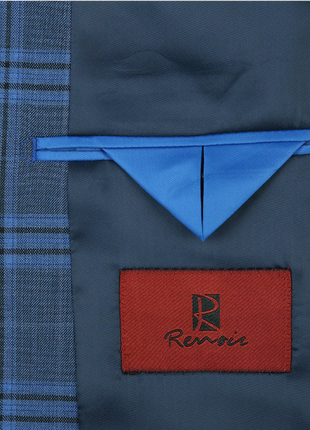 Raphael Blue Windowpane Slim Fit Notch Lapel Stretch Two Button Suit