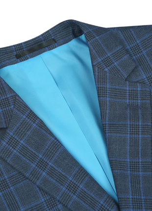 Raphael Blue Windowpane Check Classic Fit Notch Lapel Two Button Suit