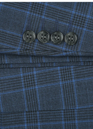 Raphael Blue Windowpane Check Classic Fit Notch Lapel Two Button Suit