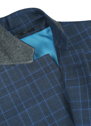 Raphael Blue Windowpane Check Classic Fit Notch Lapel Two Button Suit