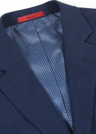 Raphael Marine Blue Windowpane Check Classic Fit Two Button Suit