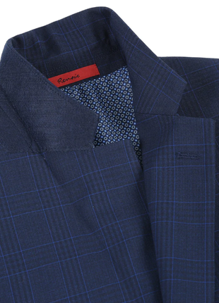 Raphael Marine Blue Windowpane Check Classic Fit Two Button Suit