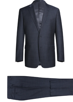 Raphael Navy Textured Notch Lapel Classic Fit Two Button Wool Suit