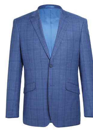 Raphael Light Blue Windowpane Check Slim Fit Stretch Notch Lapel Two Button Suit