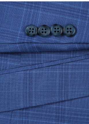 Raphael Light Blue Windowpane Check Slim Fit Stretch Notch Lapel Two Button Suit