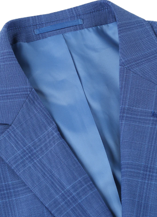 Raphael Light Blue Windowpane Check Slim Fit Stretch Notch Lapel Two Button Suit