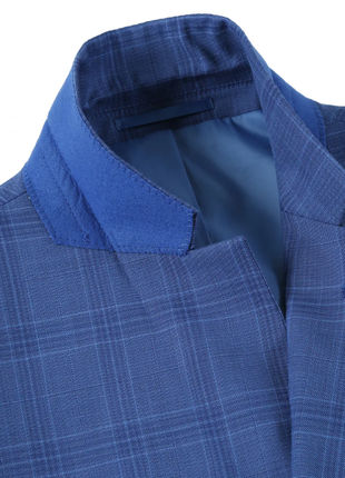 Raphael Light Blue Windowpane Check Slim Fit Stretch Notch Lapel Two Button Suit