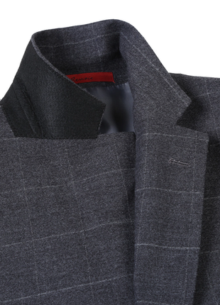 Raphael Mens Gray Windowpane Slim Fit Notch Lapels 2 Buttons Stretch Suit