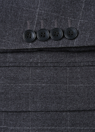 Raphael Mens Gray Windowpane Slim Fit Notch Lapels 2 Buttons Stretch Suit