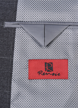 Raphael Mens Gray Windowpane Slim Fit Notch Lapels 2 Buttons Stretch Suit