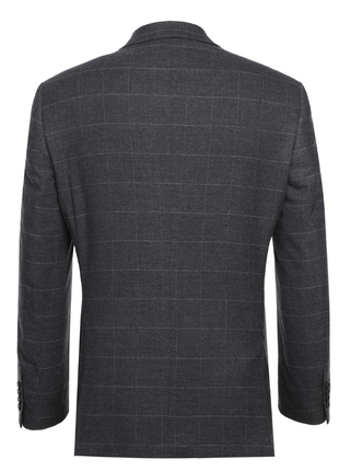 Raphael Mens Gray Windowpane Slim Fit Notch Lapels 2 Buttons Stretch Suit