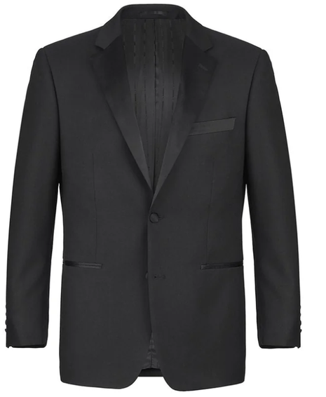 Raphael Mens Solid Black Slim Fit Notch Lapel 2 Button Tuxedo Suit
