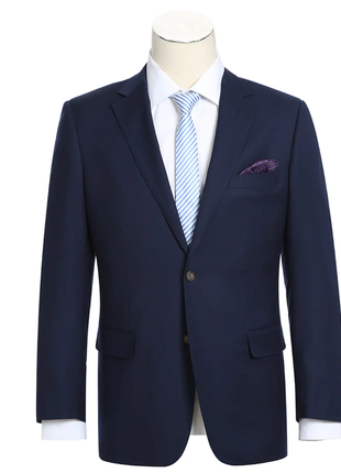 Raphael Navy Blue with Purple Lining Classic Fit Two-Button Notch Lapel Blazer