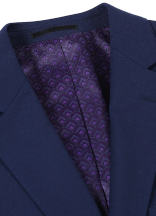 Raphael Navy Blue with Purple Lining Classic Fit Two-Button Notch Lapel Blazer