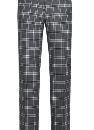 English Laundry Windowpane Check Gray Slim Fit Peak Lapel Stretch 2 Button Suit