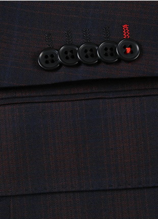 English Laundry Dark Navy With Burgundy Check Slim Fit 2 Button Stretch Suit