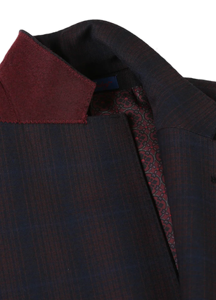 English Laundry Dark Navy With Burgundy Check Slim Fit 2 Button Stretch Suit