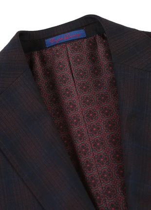 English Laundry Dark Navy With Burgundy Check Slim Fit 2 Button Stretch Suit