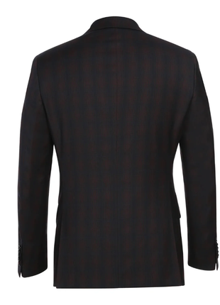 English Laundry Dark Navy With Burgundy Check Slim Fit 2 Button Stretch Suit