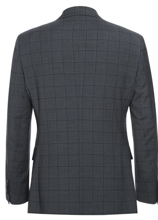 English Laundry Grid Check Charcoal Gray Slim Fit Notch Lapel Wool Stretch 2 Button Suit