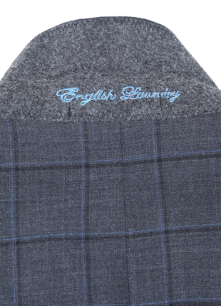 English Laundry Grid Check Charcoal Gray Slim Fit Notch Lapel Wool Stretch 2 Button Suit