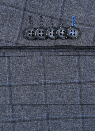 English Laundry Grid Check Charcoal Gray Slim Fit Notch Lapel Wool Stretch 2 Button Suit