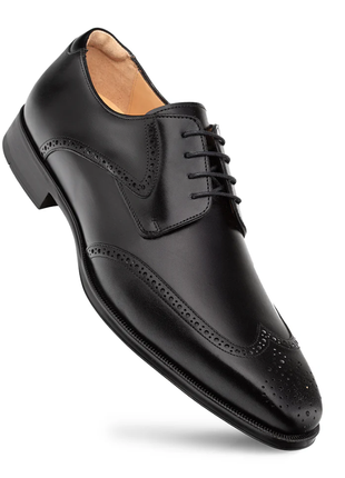 Mezlan Tasso Black Leather Wingtip Derby Dress Shoes