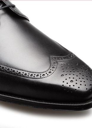 Mezlan Tasso Black Leather Wingtip Derby Dress Shoes