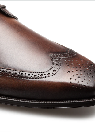 Mezlan Tasso Chesnut Leather Wingtip Derby Dress Shoes