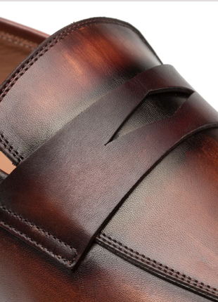 Mezlan Avenue Calfskin Cognac Rust Rubber Sole Penny Loafers