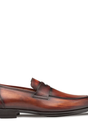 Mezlan Avenue Calfskin Cognac Rust Rubber Sole Penny Loafers
