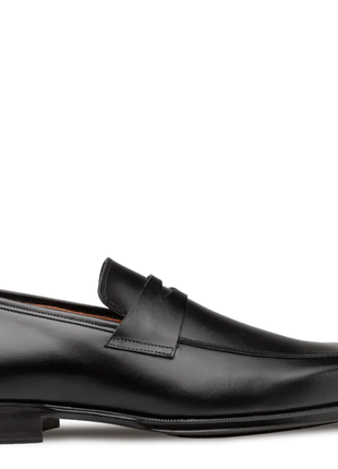 Mezlan Avenue Calfskin Black Rubber Sole Penny Loafers
