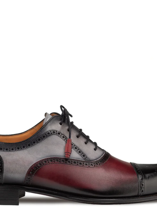Mezlan Galante Black & Multi Tri-Tone Patina Cap Toe Oxford Dress Shoes