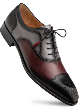 Mezlan Galante Black & Multi Tri-Tone Patina Cap Toe Oxford Dress Shoes