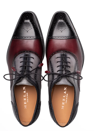 Mezlan Galante Black & Multi Tri-Tone Patina Cap Toe Oxford Dress Shoes