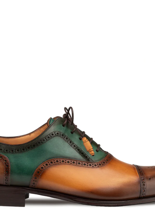 Mezlan Galante Brown & Multi Tri-Tone Patina Cap Toe Oxford Dress Shoes